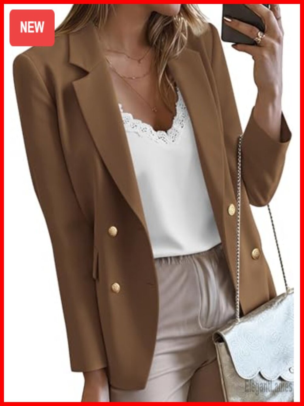 Womens Double Breasted Oversized Blazer Business Casual